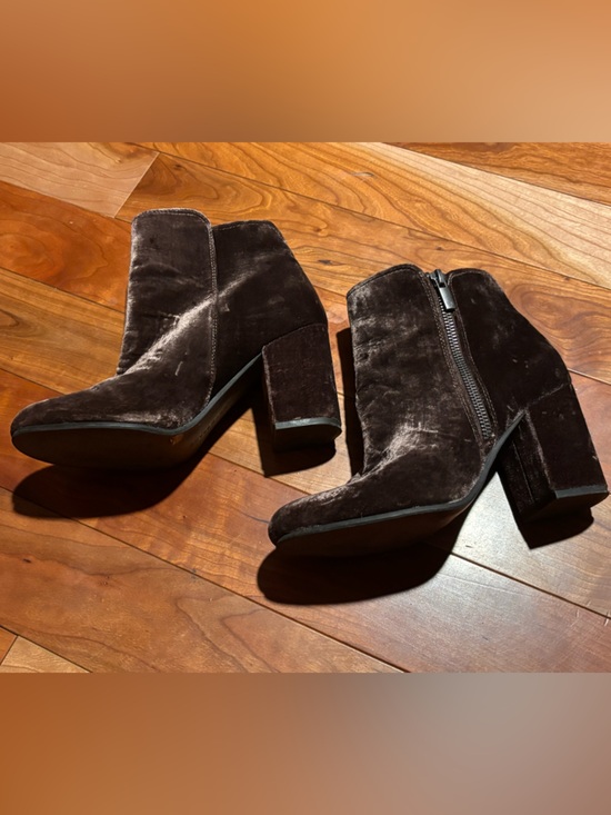 Lucky Brand Shoes - Lucky Brand Velvet Block Heel Ankle Boots - Brown